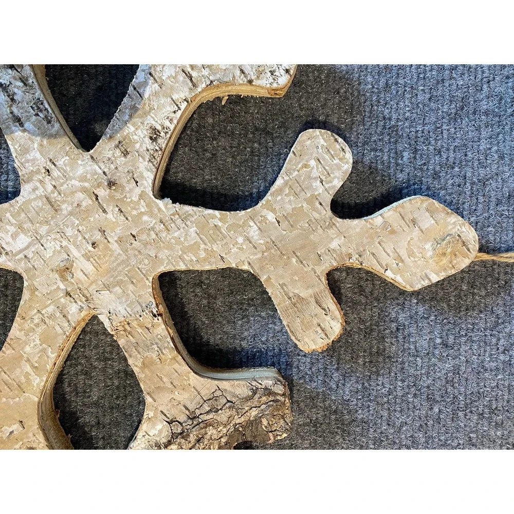 Set Of 3 Rustic Distressed Natural Wood Snowflake Decor Xmas Winter Cottagecore